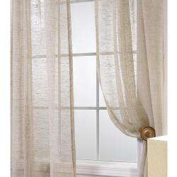 Linen Open Weave Natural 84 inch Sheer Curtain Panel  Overstock