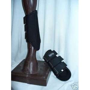   HEAVY DUTY Neoprene Leather Splint Boots Black Med