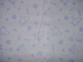 Yards CLASSIC POOH Flannel Fabric Blue Outlines  