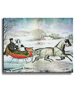 Currier & Ives Winter Road Stretched Canvas Art  Overstock
