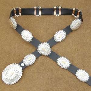 Navajo Indian Silver and Gold Concho Belt  