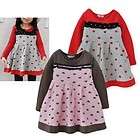 New Kids Toddlers Girls Red Gray Pink Brown Hearts Gem Cotton Dress 
