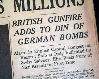 1st BOMBING OF BERLIN Airplanes RAF 1940 WWII Newspaper  