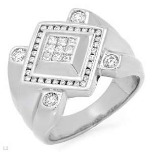 Gents Ring with 0.86 CTW Genuine Clean multi shaped Diamonds Made of 