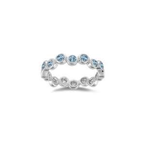  0.56 Cts Aquamarine Seven Stone Stack Band in 14K White 
