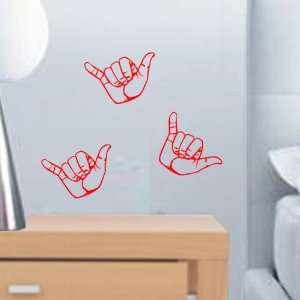 StikEez Red Small 3 Pack Hang Loose Fun Wall Decal 