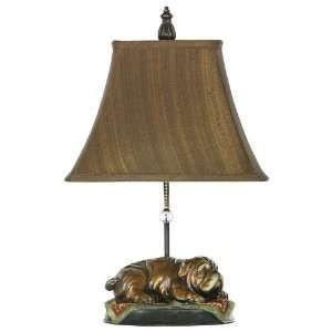   Table lamp bronze finish silk shade bulldog sleeping: Home Improvement
