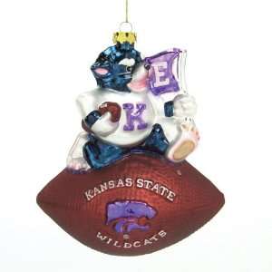  Kansas State Wildcats Ncaa Glass Mascot Football Ornament 