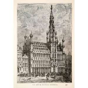 1903 Print Brussels Hotel De Ville Town Hall Gothic Middle Ages Grand 
