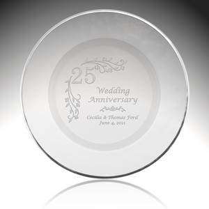  Personalized Glass Floral 25th Anniversary Plate with 