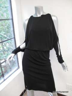 Michael Kors Black Cut out Shoulder Slit Sleeve Dress 0  