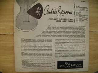 LP   The Art of Andres Segovia   Decca DL 9795  
