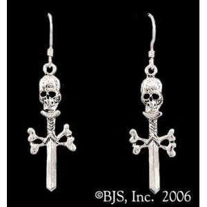  Skull & Crossbones Sword Earrings   Pirate Jewelry 