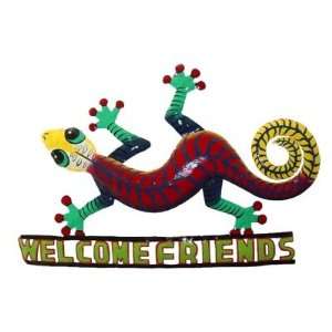 Haitian Wall Art Lizard Welcome Sign 