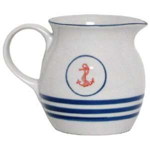  Porcelain Pottery Blue and White Nautical Anchor Pitcher 6 