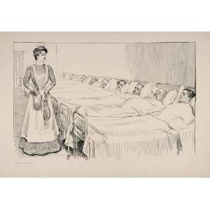 RARE 1901 Charles Dana Gibson Girl Nurse Hospital Print   Original 