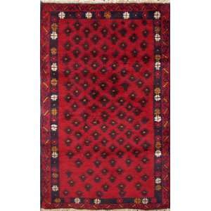 Red Navy Blue 3 X 5 Hand Knotted Wool on Wool Trabial Handmade Balouch 