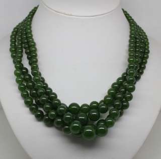 wholesale 5strands dark malay green jade necklace  