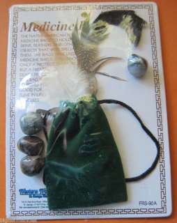 Green Medicine Bag Arrowhead Healing Crystal Shaman  