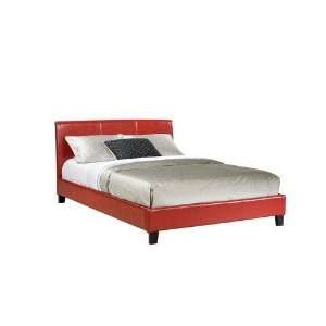   Upholstered Bed Footboard with Rails in Red   Queen: Home & Kitchen
