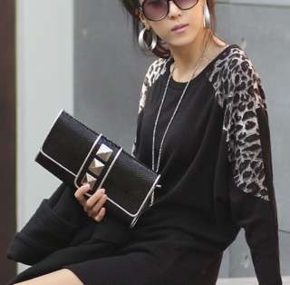 Relaxation Leopard Round Collar Long T Shirt White Blouse Fashion Tees 