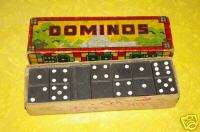Vintage Halsam Wooden Dominoes Set In Box Complete NICE LOOK!  