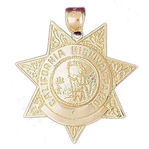    14kt Yellow Gold California Highway Patrol Pendant: Jewelry