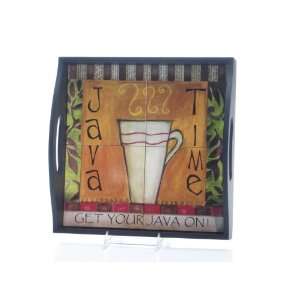  Certified International Java Time 4 Tile Wood Tray with 