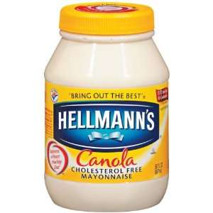 Hellmanns Canola Cholesterol Free Mayonnaise, 30 oz. (Pack of 12 