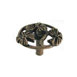   OR140ABG, Knob, 3 Open Flowers, Antique Bright Gold