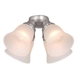 NEW 4 Light Ceiling Fan Lighting Kit, Brushed Nickel, White Glass 