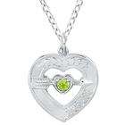  Sterling Silver August Birthstone Created Peridot Heart 