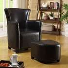 Hokku Designs Haven Leatherette Accent Chair and Ottoman Set in Dark 