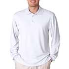 UltraClub Adult Cool & Dry Sport Long Sleeve Polo   White   XL