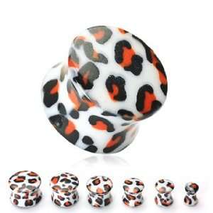   Plugs with Leopard Splat Color Print   1/2 (12mm)   Sold as a Pair