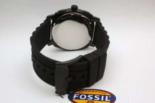 New Fossil Men Chrono Machine Black Silicone Band Watch Date 45mm 
