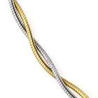   Two Tone White and Yellow Gold 5mm Twisted Omega Chain Necklace   16