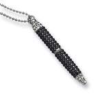 Jewelry Adviser Gifts Jet Black Swarovski Crystal 40 inch Pen Necklace