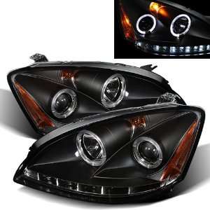    02 04 Nissan Altima Black LED Halo Projector Headlights Automotive