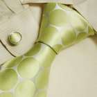tie and cufflinks set Cream polka dots cheap ties for men silver 