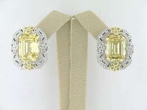 NEW JUDITH RIPKA 15.86CT CANARY LARGE ESTATE STUD EARRINGS  