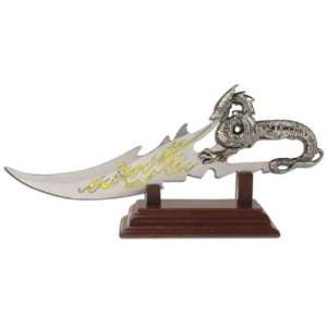    Fantasy Flaming Dragon Knife / Dagger with Stand