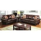   upholstered sofa and love seat set with wood feet and nail head trim