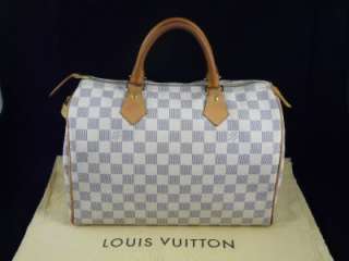 Authentic Louis Vuitton Speedy 30 Damier Azur Tote Shoulder Bag 