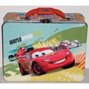  Cars 2 Lightning McQueen WGP Embossed Metal Lunch Box 