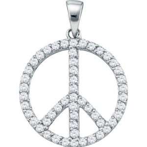   Pendant 14k White Gold Symbol Charm (3/4 Carat) Jewel Roses Jewelry