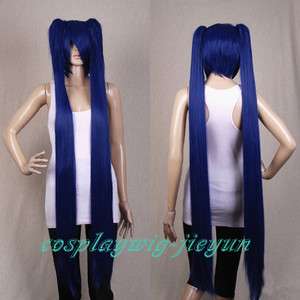   Dark Blue 2 Clip on Extra Long Straight Ponytail Cosplay Wig  