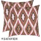    Diamond Ikat 18 inch Brown/ Pink Decorative Pillows (Set of 2