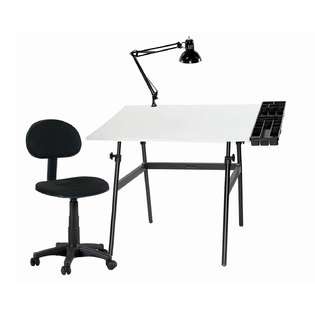   pc Combo Black w/ White Top, Tray Lamp and Desk Ht. Chair 