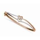 Diamond Double Heart Bangle in 14K Gold Over Sterling Silver